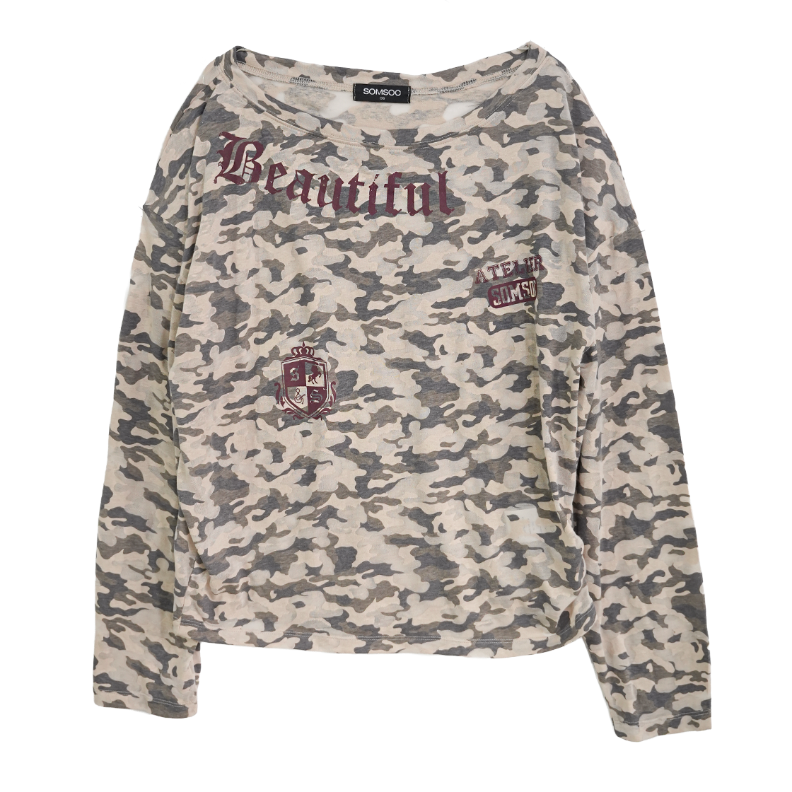 솜속 보에르 카모 비대칭 탑 베이지(SOMSOC Voer Camo Asymmetry Top Beige)
