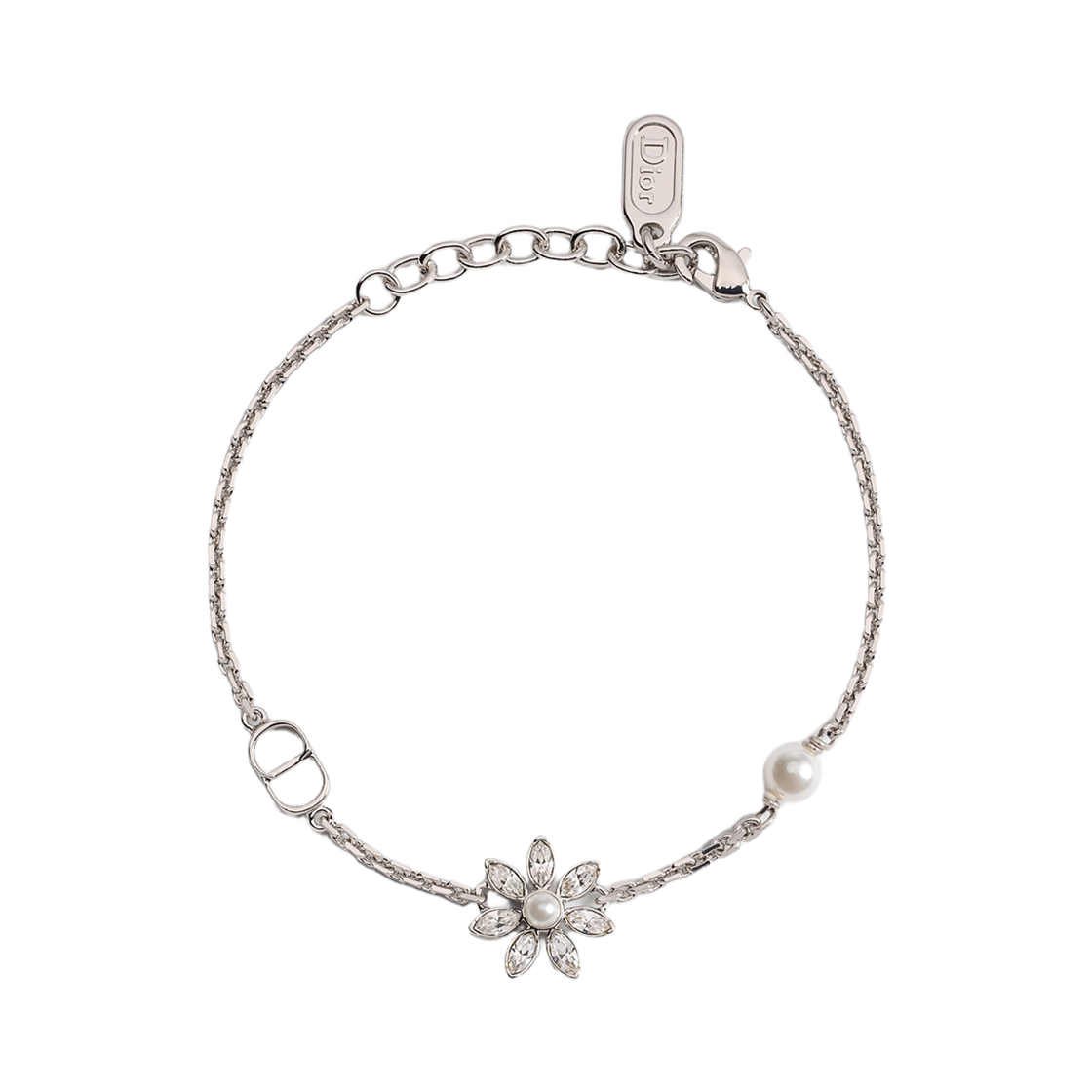 B3431WOMCY-D001 (W) Dior Bloom In Dior Bracelet Silver Finish Metal Resin Pearls And Crystals White