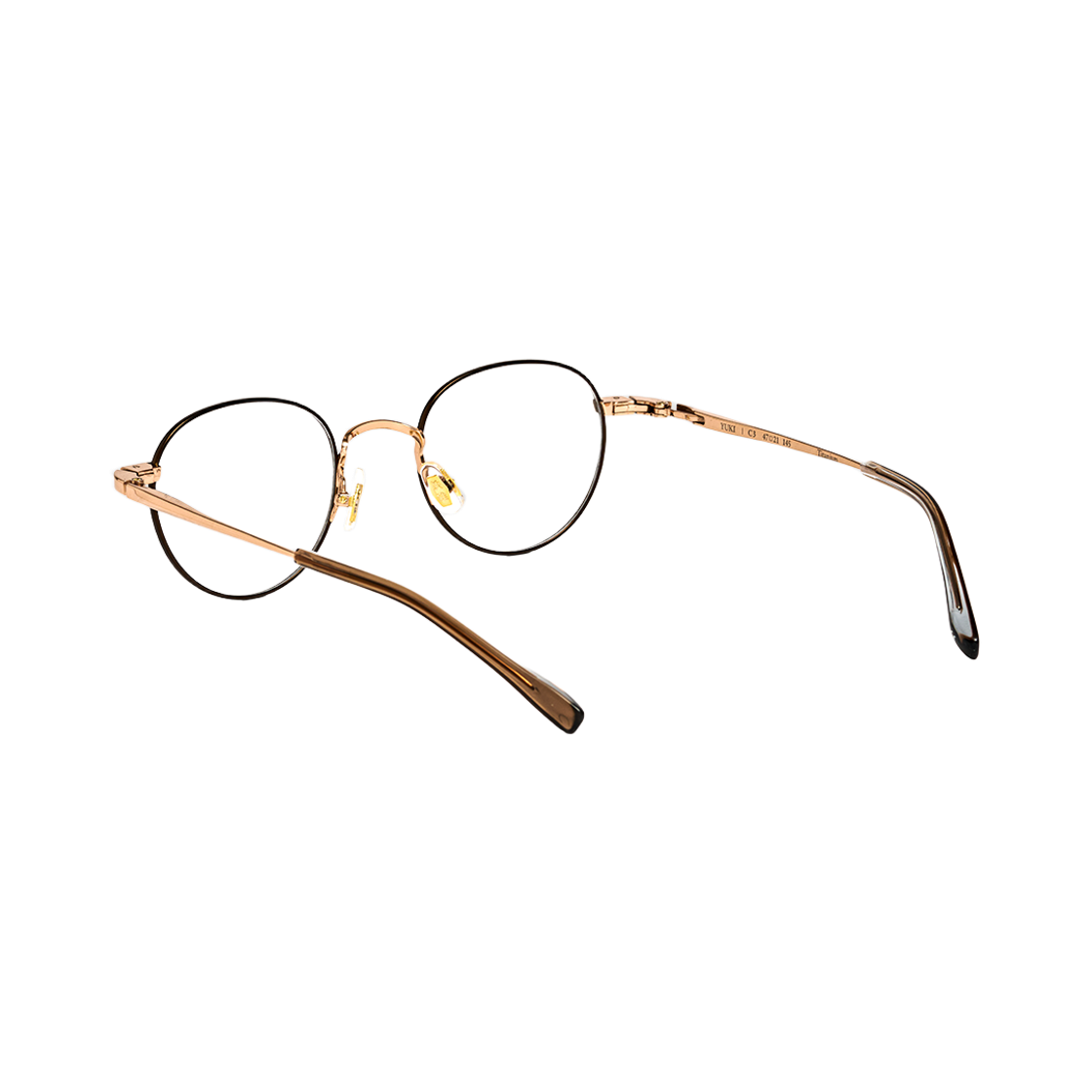 테츠오아이웨어 유키 메탈테 C3 브라운 & 로즈 골드(TETSUO EYEWEAR Yuki C3 Brown & Rose gold) - 3