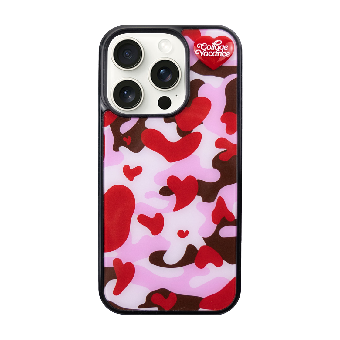 꼴라주바캉스 카모 러브 펜던트 글라스 범퍼 케이스 레드(COLLAGEVACANCE Camo Love Pendant Glass Bumper Case Red)