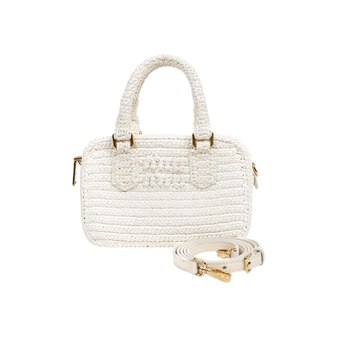 IT8SKDCWVBHK Miu Miu White Arcadia Crochet Tote Bag D-A58507