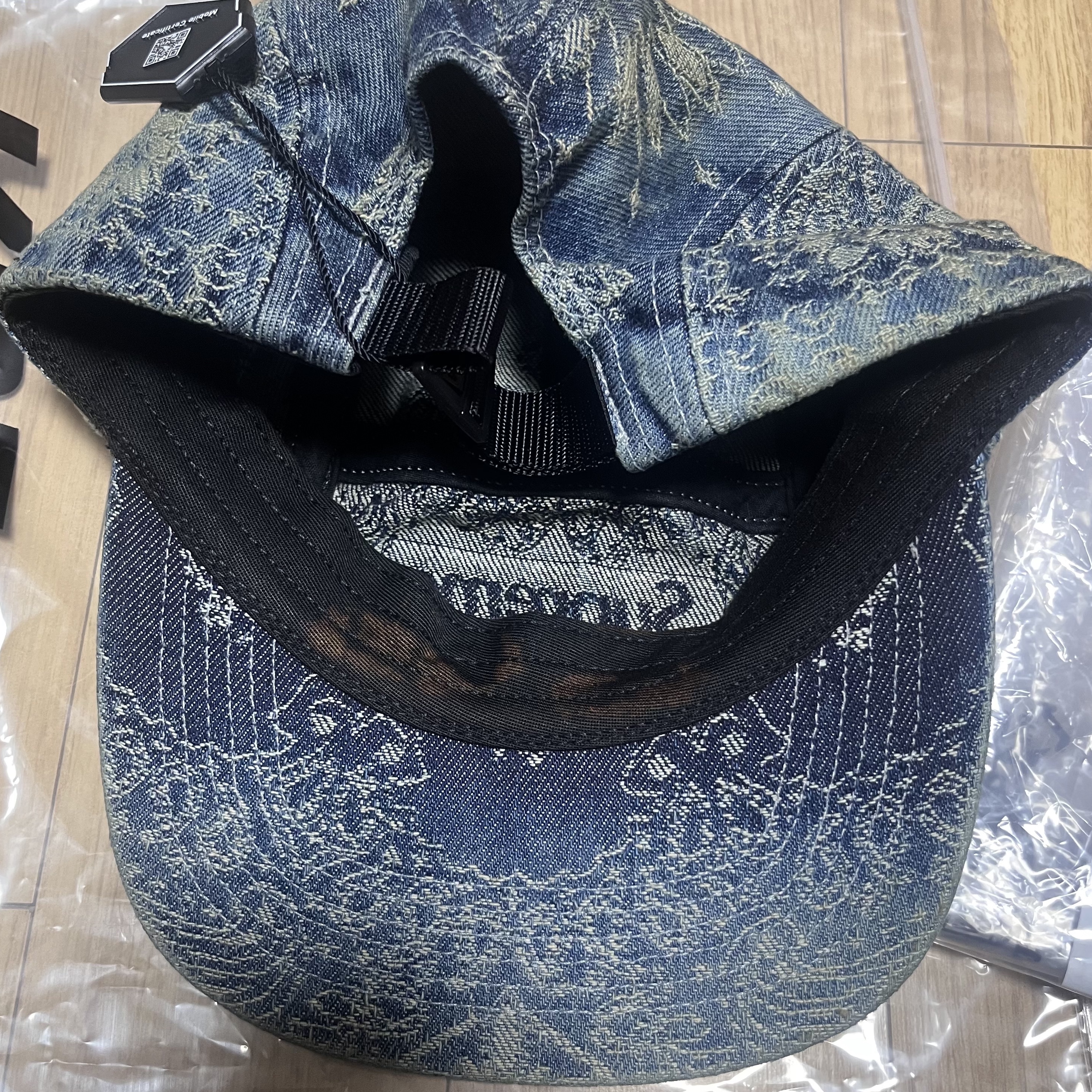Supreme Bandana Jacquard Denim Camp Cap Blue - 25SS 착용 스타일 - 2