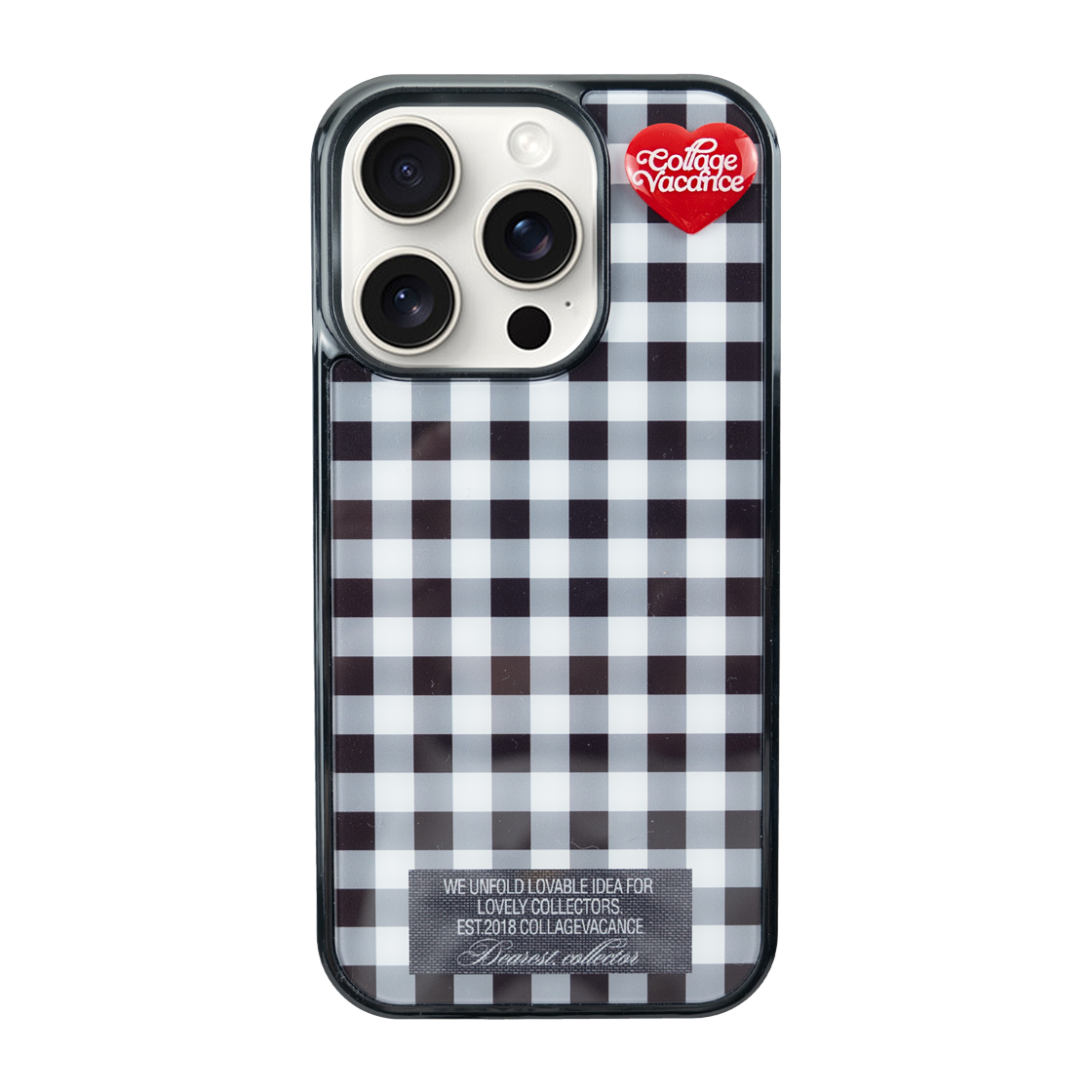 꼴라주바캉스 하트로고 펜던트 글라스 범퍼 케이스 클래식 타입 - 블랙(COLLAGEVACANCE Heart Logo Pendant Glass Bumper Case Classic Type - Black)