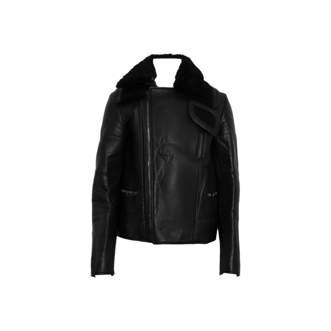 구찌 블랙 시어링 트리밍 레더 남성 무스탕 자켓aa63519(Gucci Black Shearling Trim Leather Men Biker Jacket)