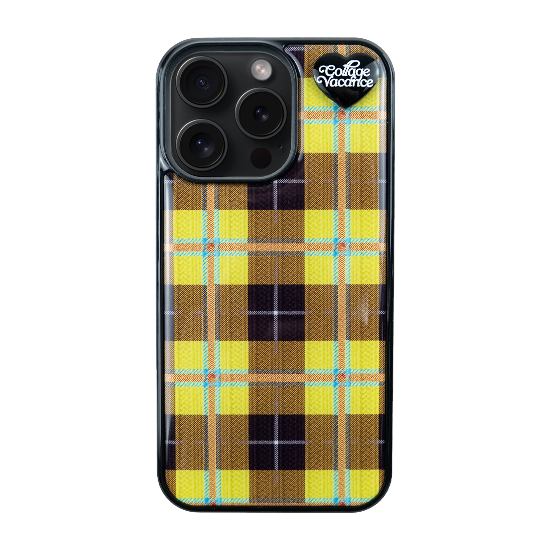 꼴라주바캉스 타탄 허그 펜던트 에폭시 케이스 옐로우 체크(COLLAGEVACANCE Tartan Hug Pendant Epoxy Case Yellow Check)