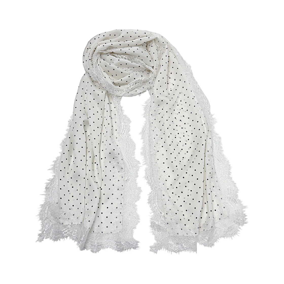 러브미몬스터 레이스 도트 새틴 투웨이 스카프 화이트(lovememonster Lace Dot Satin Two-Way Scarf WHITE) - 1