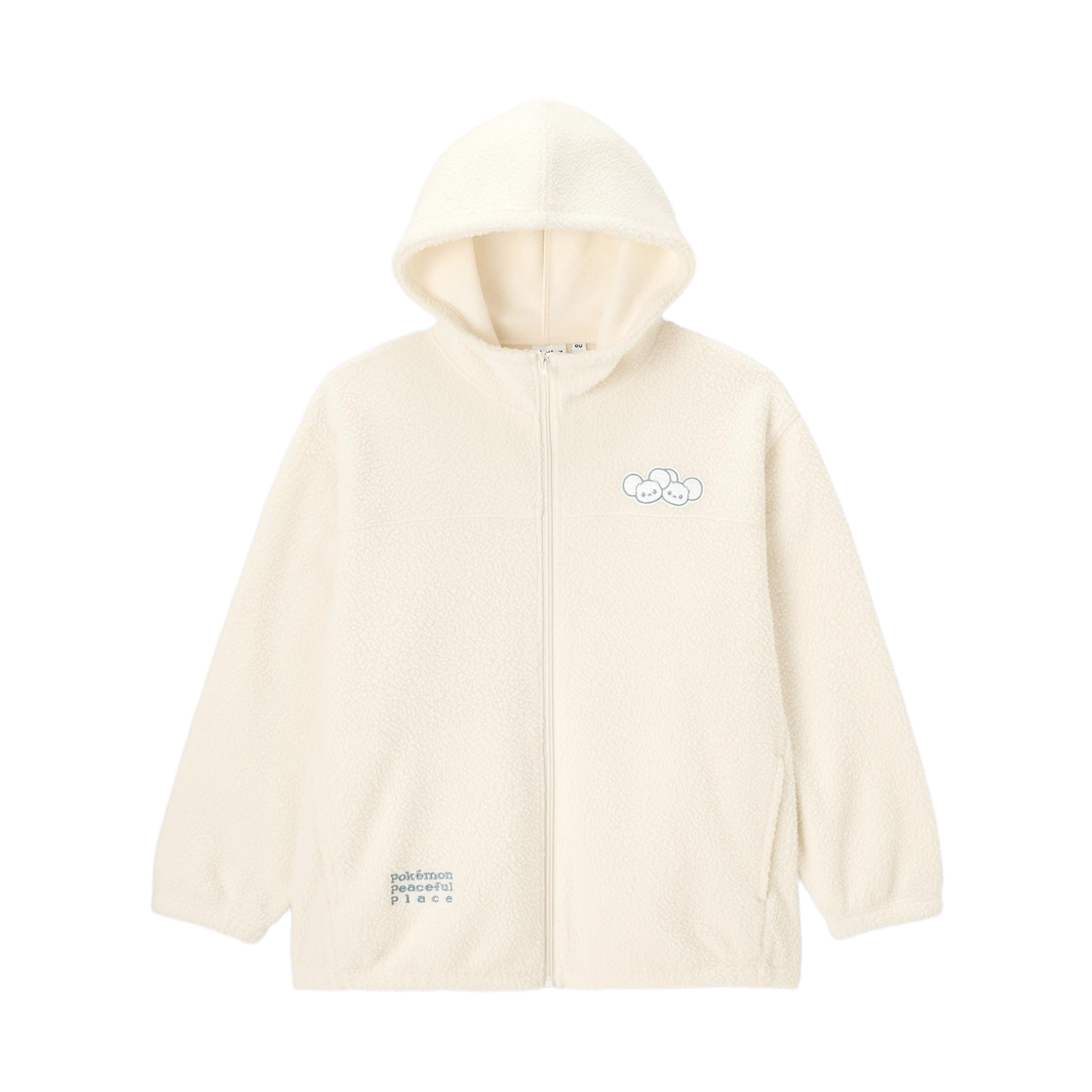 (W) GU x 포켓몬 보아 플리스 오버사이즈 포켓 피스 자켓 오프 화이트((W) GU x Pokemon Boa Fleece Oversized Jacket with Pocket Piece Off White) - 1