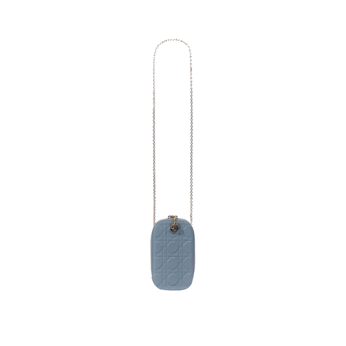 ITE3AV4T5KVM Dior Lady Cannage Lambskin Coin Holder Chain Mini Bag Cloud Blue