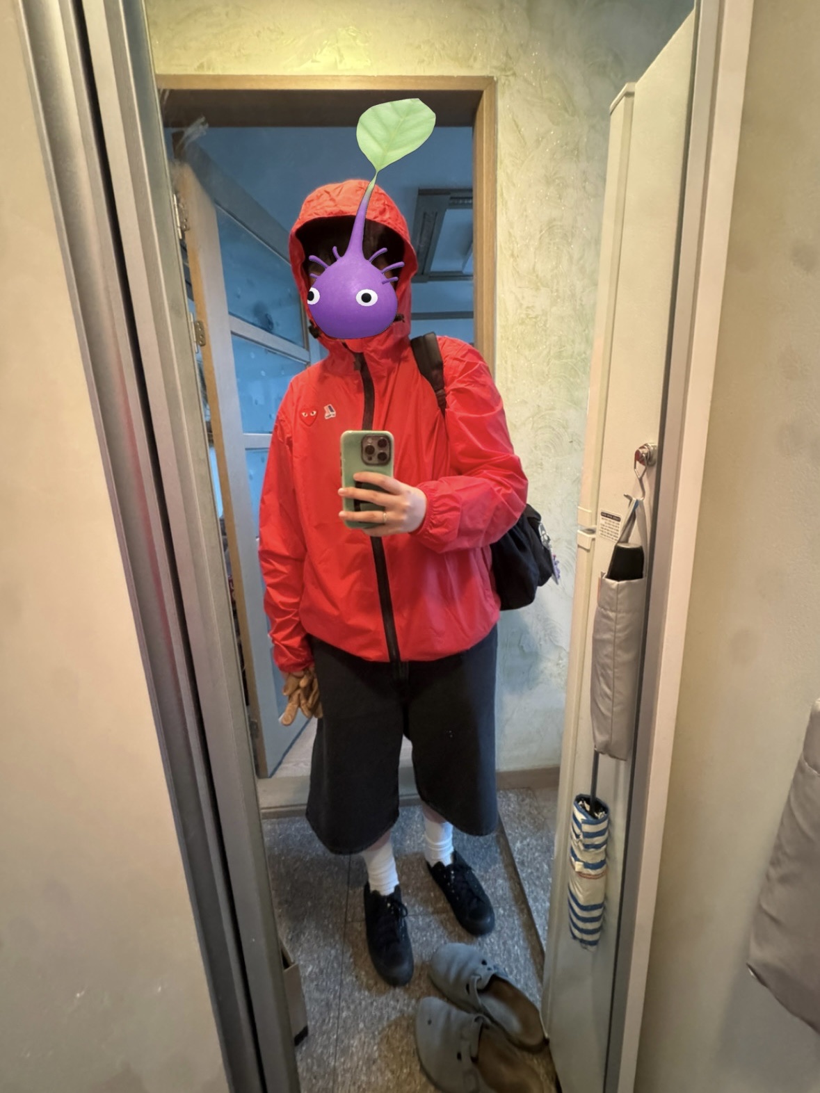 Play Comme des Garcons x K-Way Full Zip Jacket Red 착용 스타일 - 1