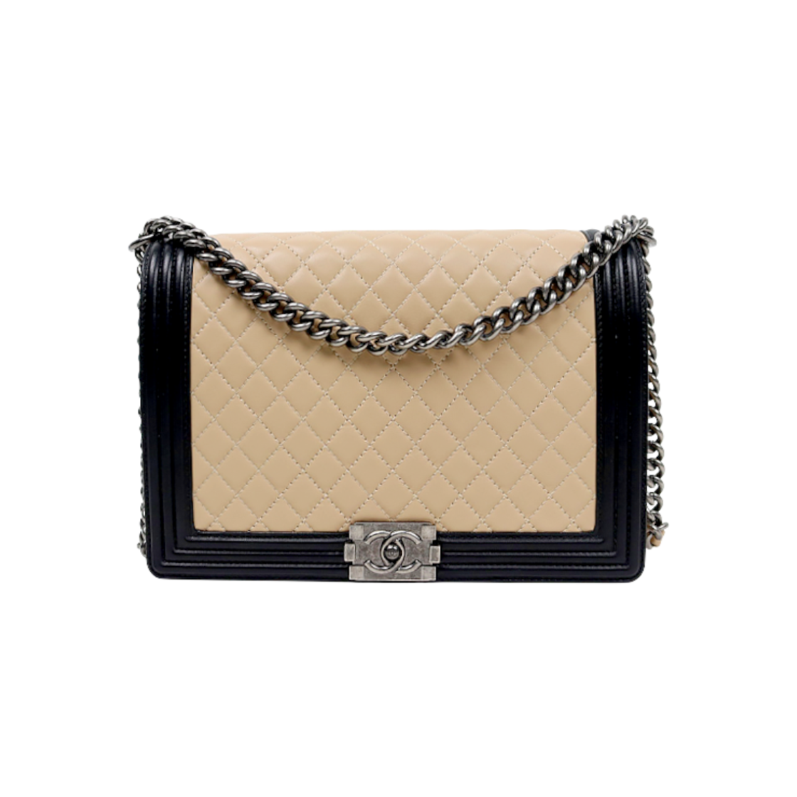 ITU2OWI6OVRH Chanel Beige Large Boy Shoulder Bag