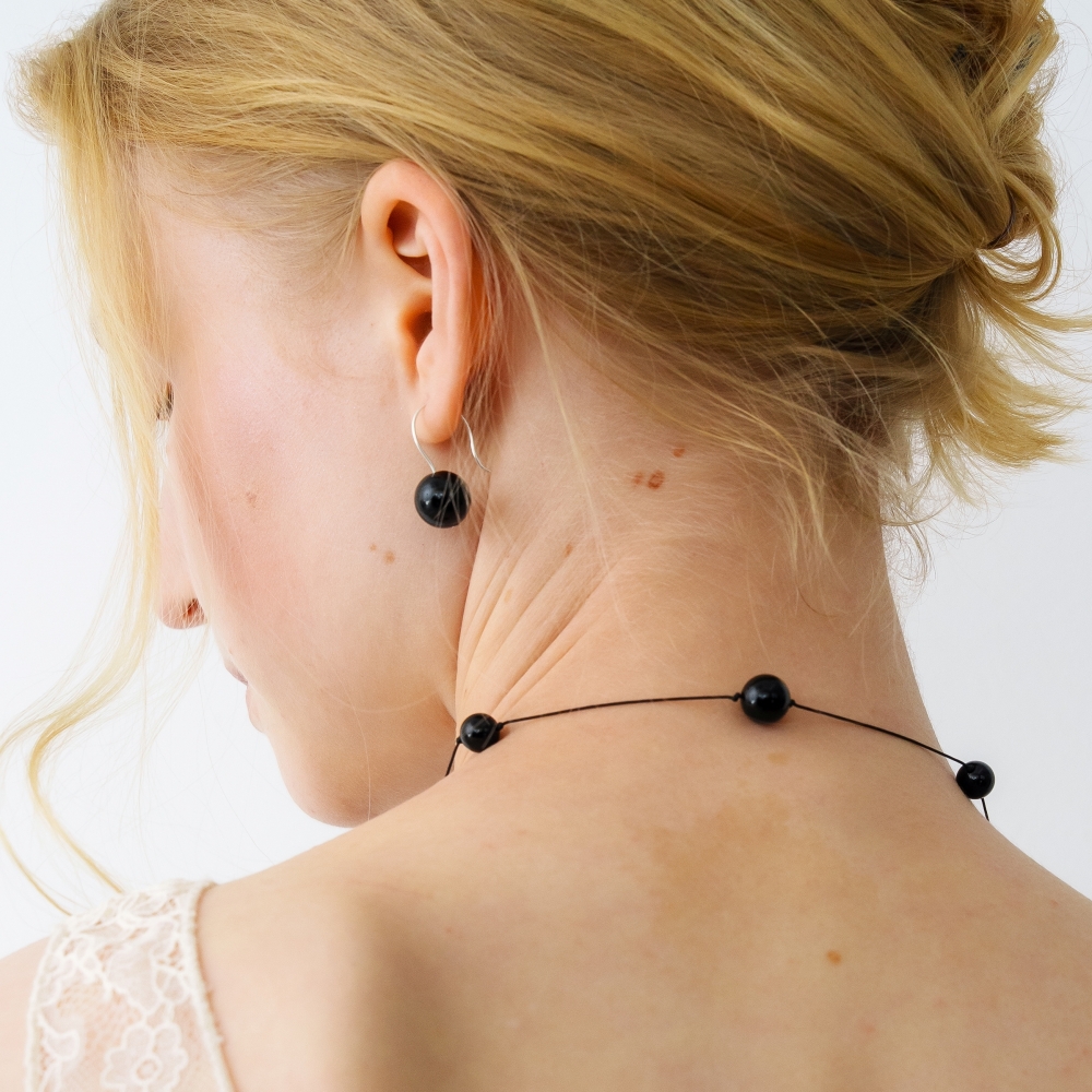 러브미몬스터 천연 원석 후크 귀걸이 블랙(lovememonster Natural Gem Hook Earrings BLACK) - 3