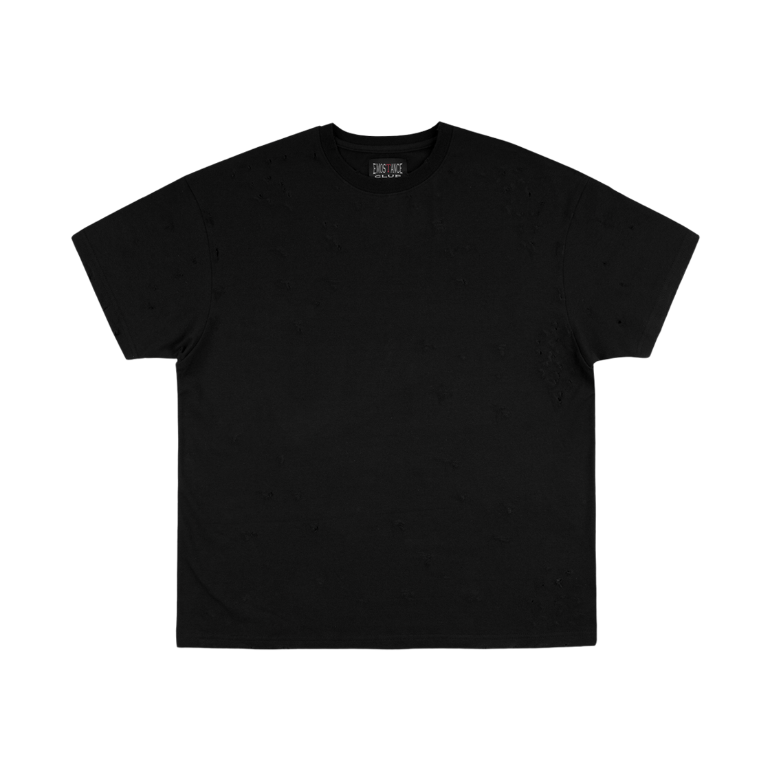 에모스탠스클럽 디스트레스드 슬림 블랭크 티셔츠 블랙(emostanceclub Distressed Slim Blank T Black)