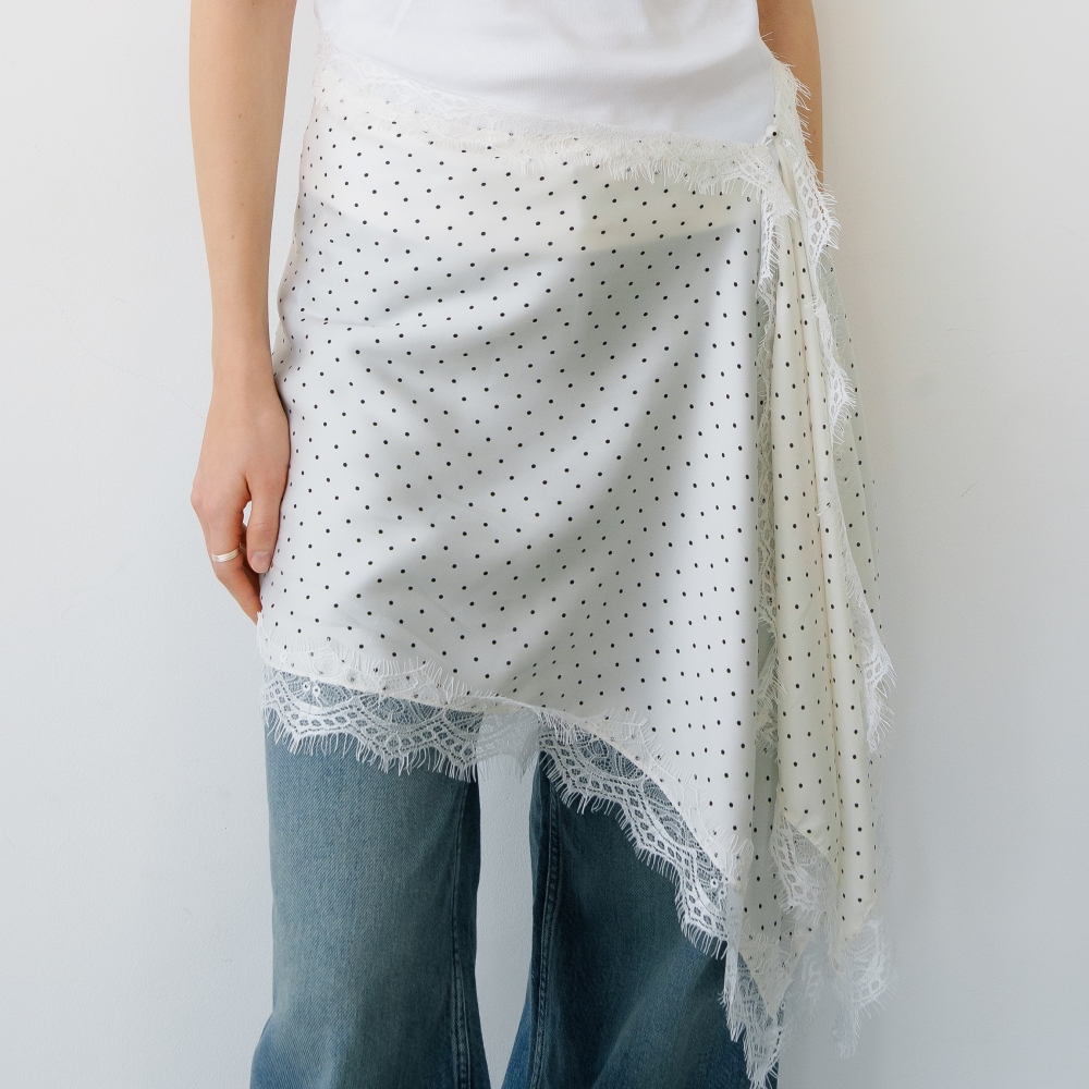 러브미몬스터 레이스 도트 새틴 투웨이 스카프 화이트(lovememonster Lace Dot Satin Two-Way Scarf WHITE) - 3