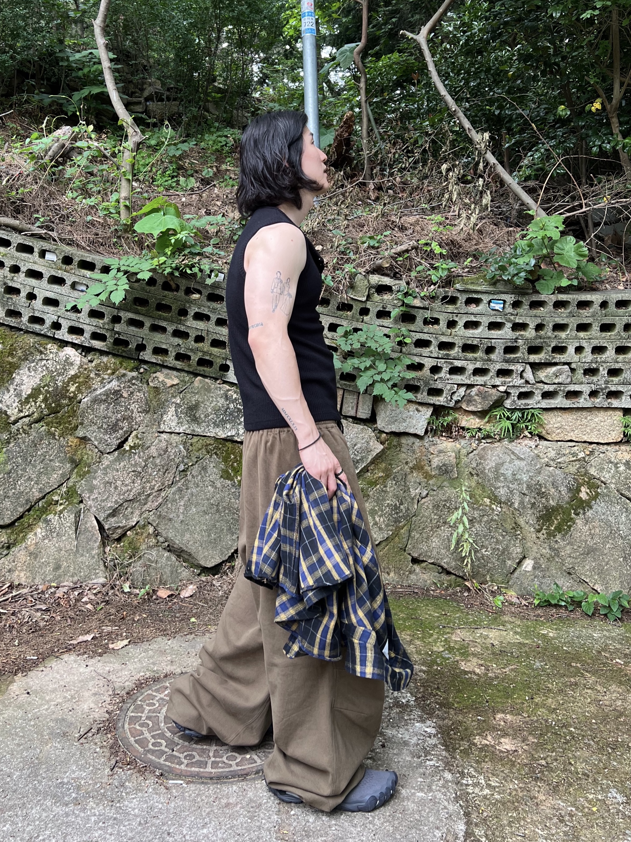 MJD Oversized Flannel Check Shirt Multi, Hono Report Leaf Bracelet 착용 스타일 - 5
