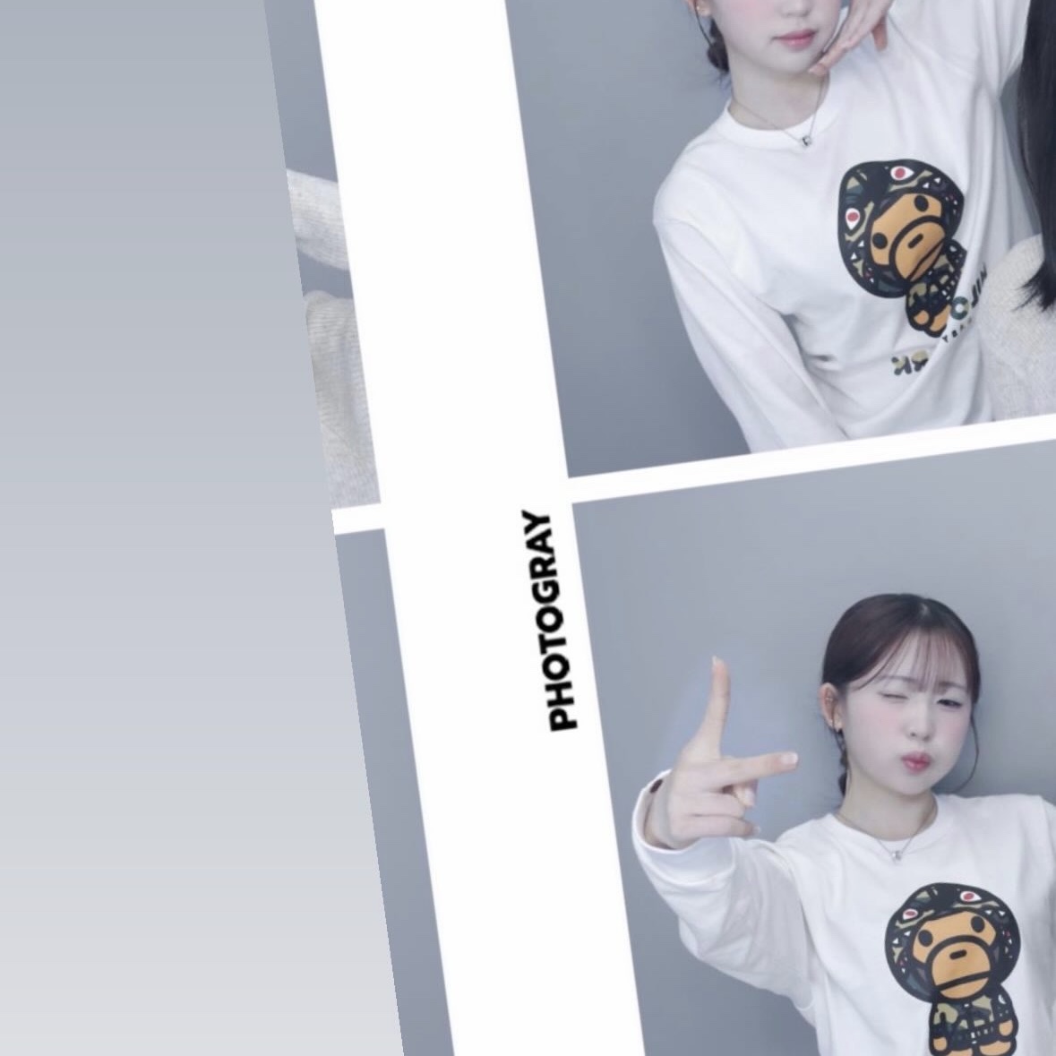BAPE 1st Camo Milo Shark FZH L/S T-Shirt White Yellow 착용 스타일