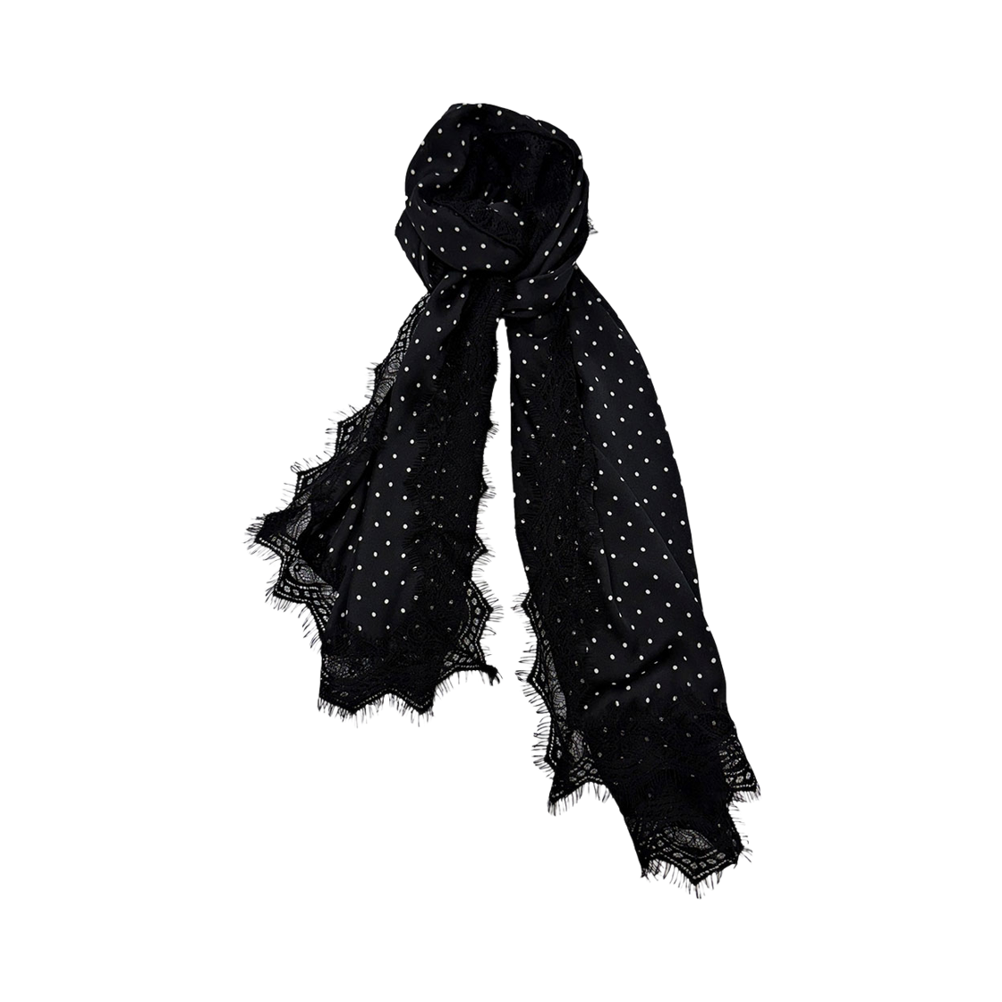 러브미몬스터 레이스 도트 새틴 투웨이 스카프 블랙(lovememonster Lace Dot Satin Two-Way Scarf BLACK) - 1