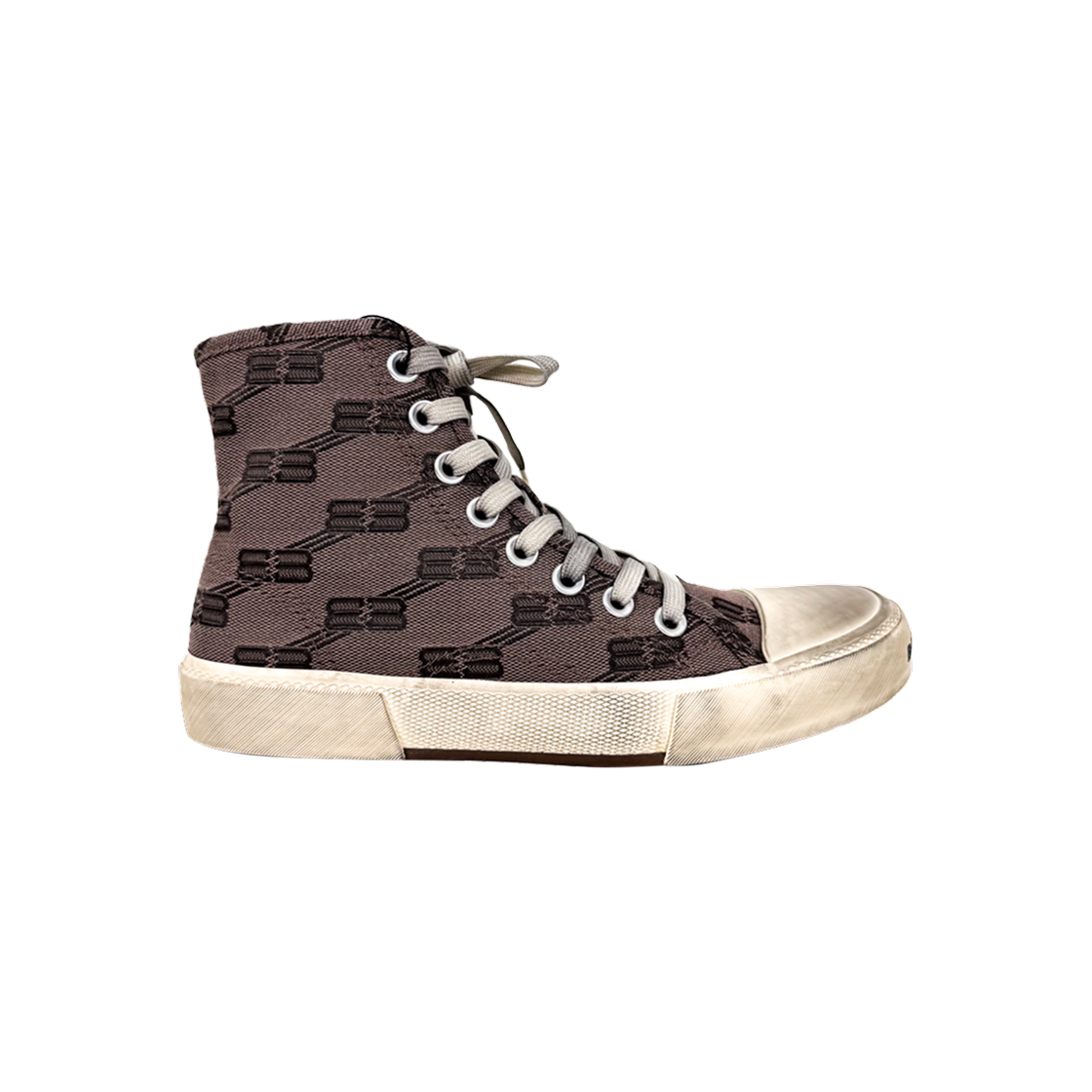 발렌시아가 여성 파리 BB 모노그램 하이탑 스니커즈 다크 그레이(Balenciaga Women Paris BB Monogram High-Top Sneakers in Dark Grey) - 1