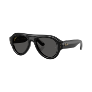 Ray-Ban Aviator Puffer Polished Black Frame Ultra Black Lense High Bridge Fit