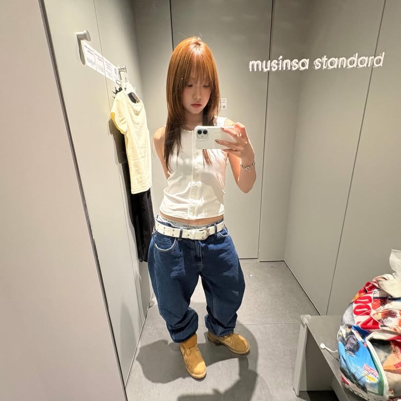 ersco Straight Jeans Blue 착용 스타일 - 2