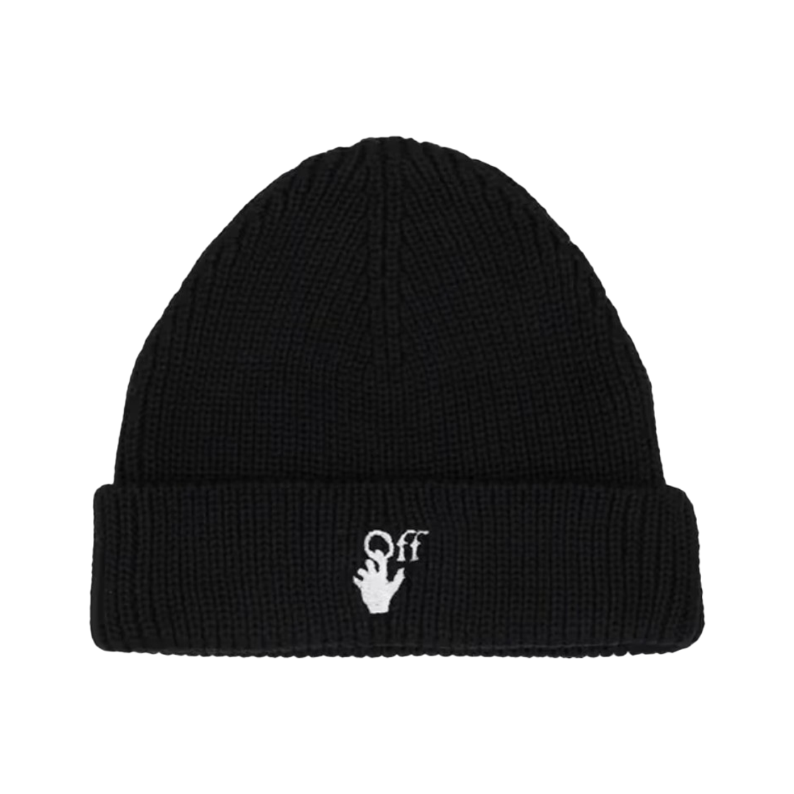 오프화이트 로고 자수 울 비니 블랙 화이트(Off-White Logo Embroidered Wool Beanie Black White)