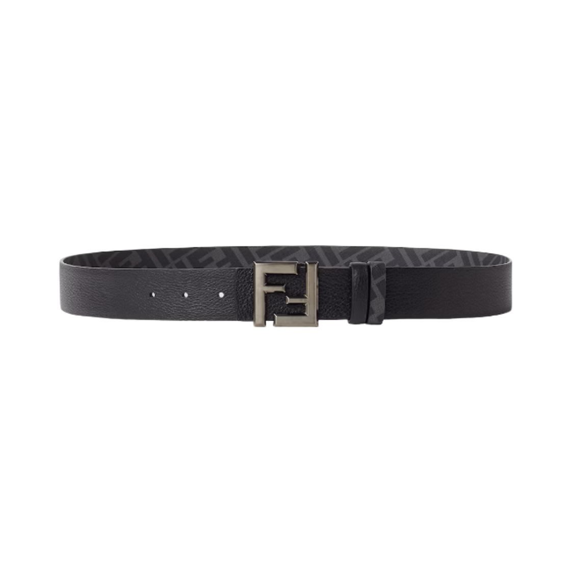 펜디 스퀘어 FF 레더 캔버스 리버시블 벨트 블랙(Fendi Squared FF Leather and Canvas Reversible Belt Black)