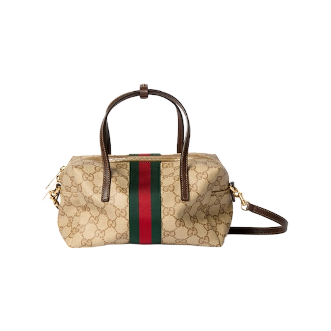 876057-FAF8R-8547 Gucci Web Mini Boston Bag Sand Brown