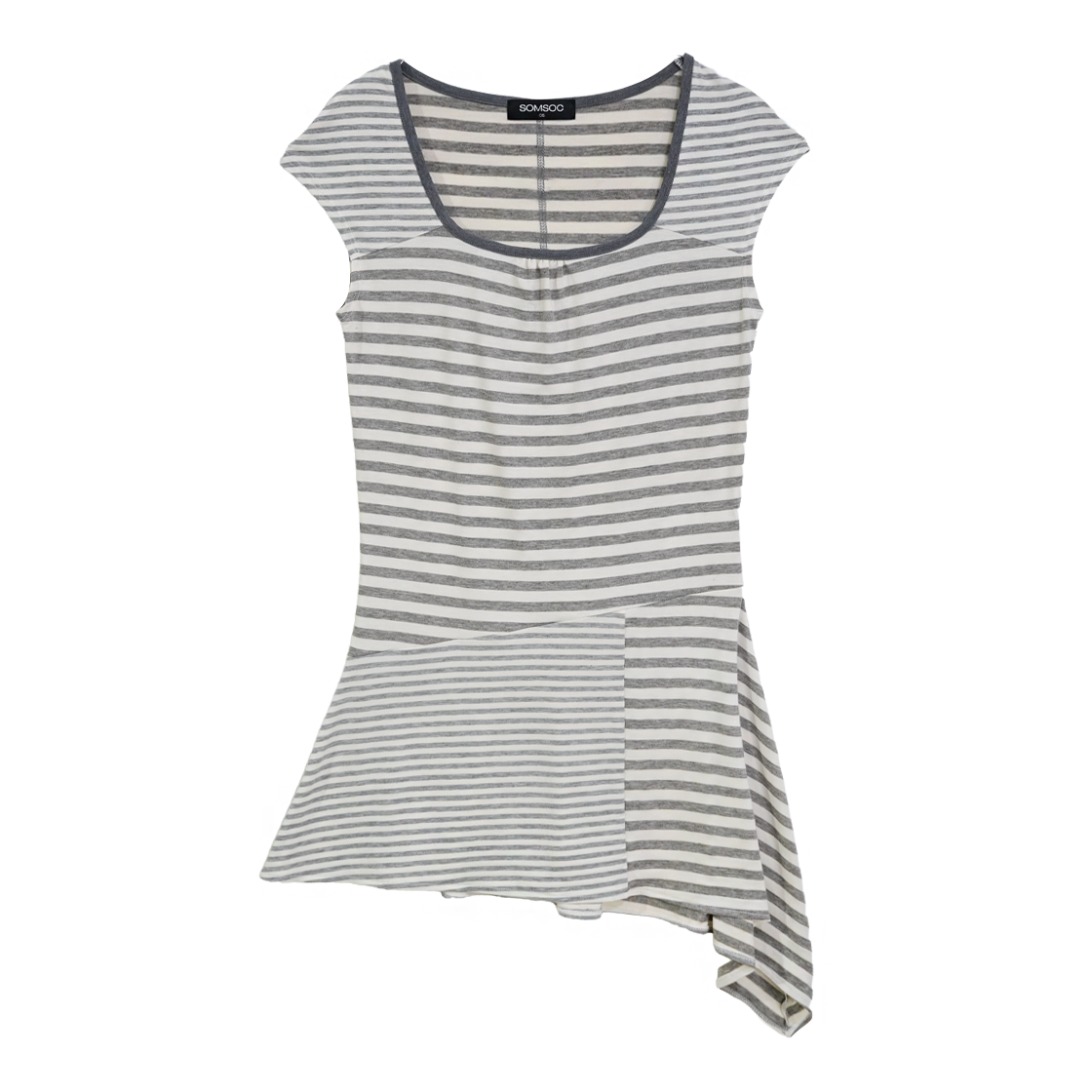솜속 쿠키 콘트라스트 셔링 드레스 멜란지 그레이(SOMSOC Cookie Contrast Shirring Dress Melange Grey)