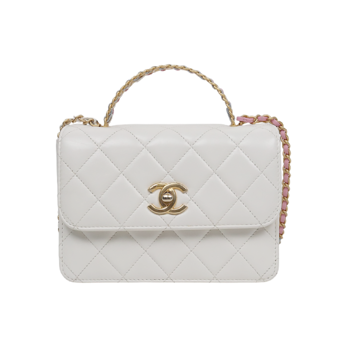 ITJJIEIAKGII Chanel White Rainbow Top Handle 2-Way Bag