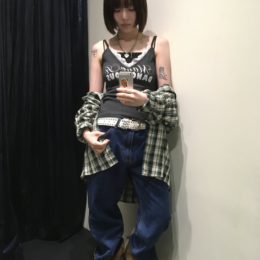 ersco Straight Jeans Blue 착용 스타일 - 1