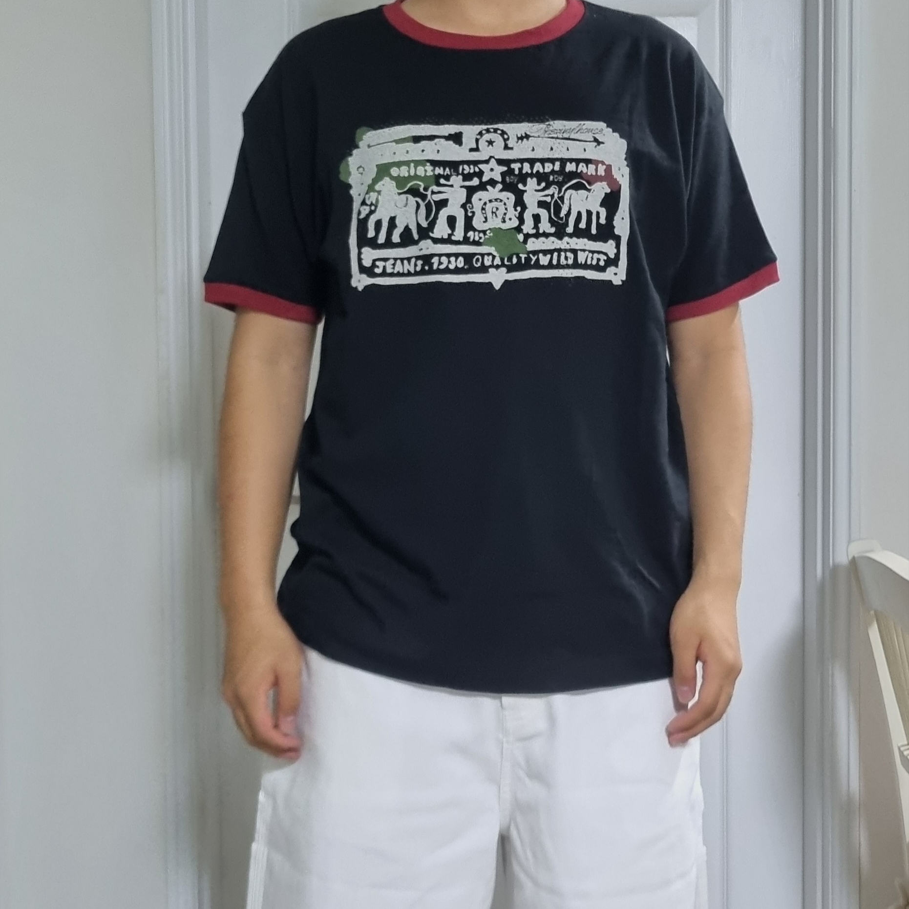 [KREAM 단독] Thevinylhouse Cowboy Pictogram Ringer Tee Black 착용 스타일 - 2
