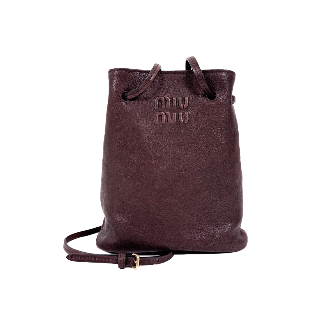 IT8MCVRQQ67D Miu Miu Women Napa Leather Mini Pouch Crossbody Bag Tundra 5NF460