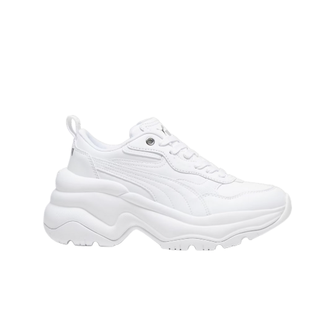 393915-02 (W) Puma Cilia Wedge Sneakers White Silver