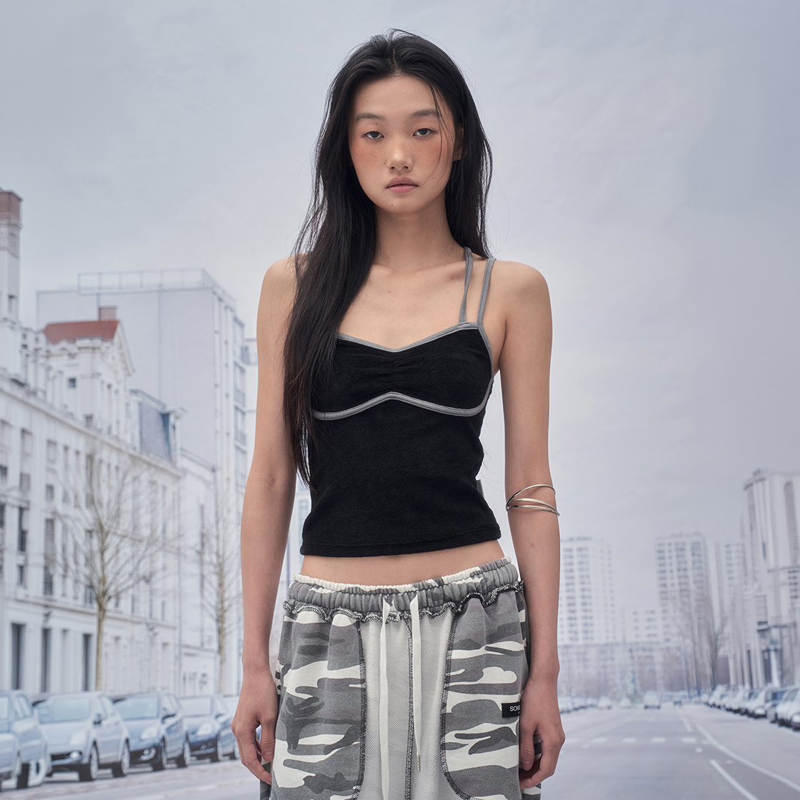 솜속 델 테리 슬리브리스 탑 블랙(SOMSOC Dell Terry Sleeveless Top Black) - 2