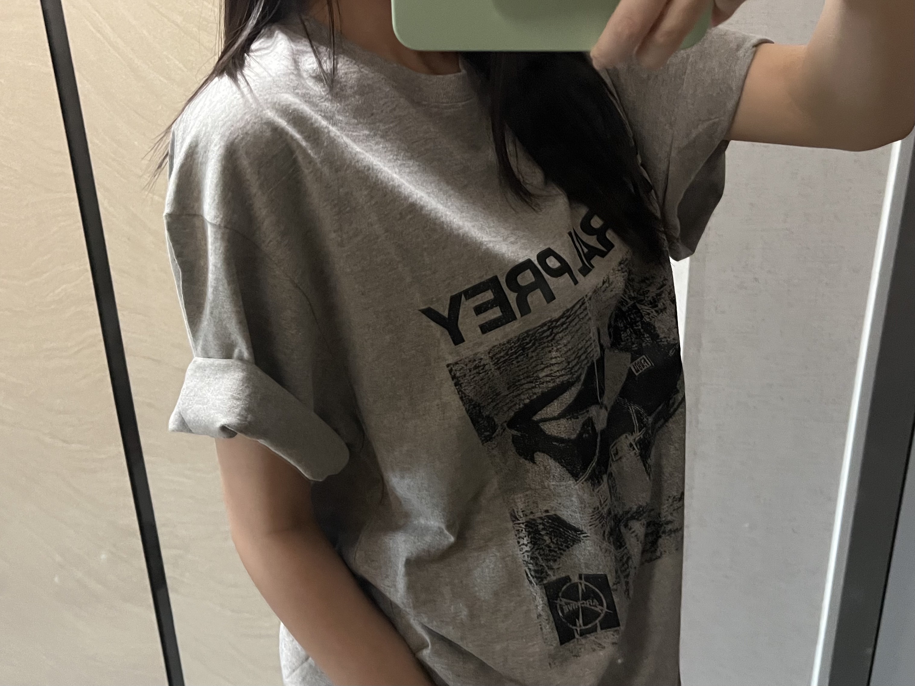Millo Archive Central Prey T-Shirts Melange Gray 착용 스타일