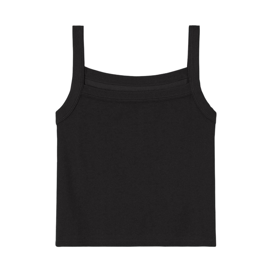 359961-09 (W) GU Cotton Blend Square Neck Camisole Black