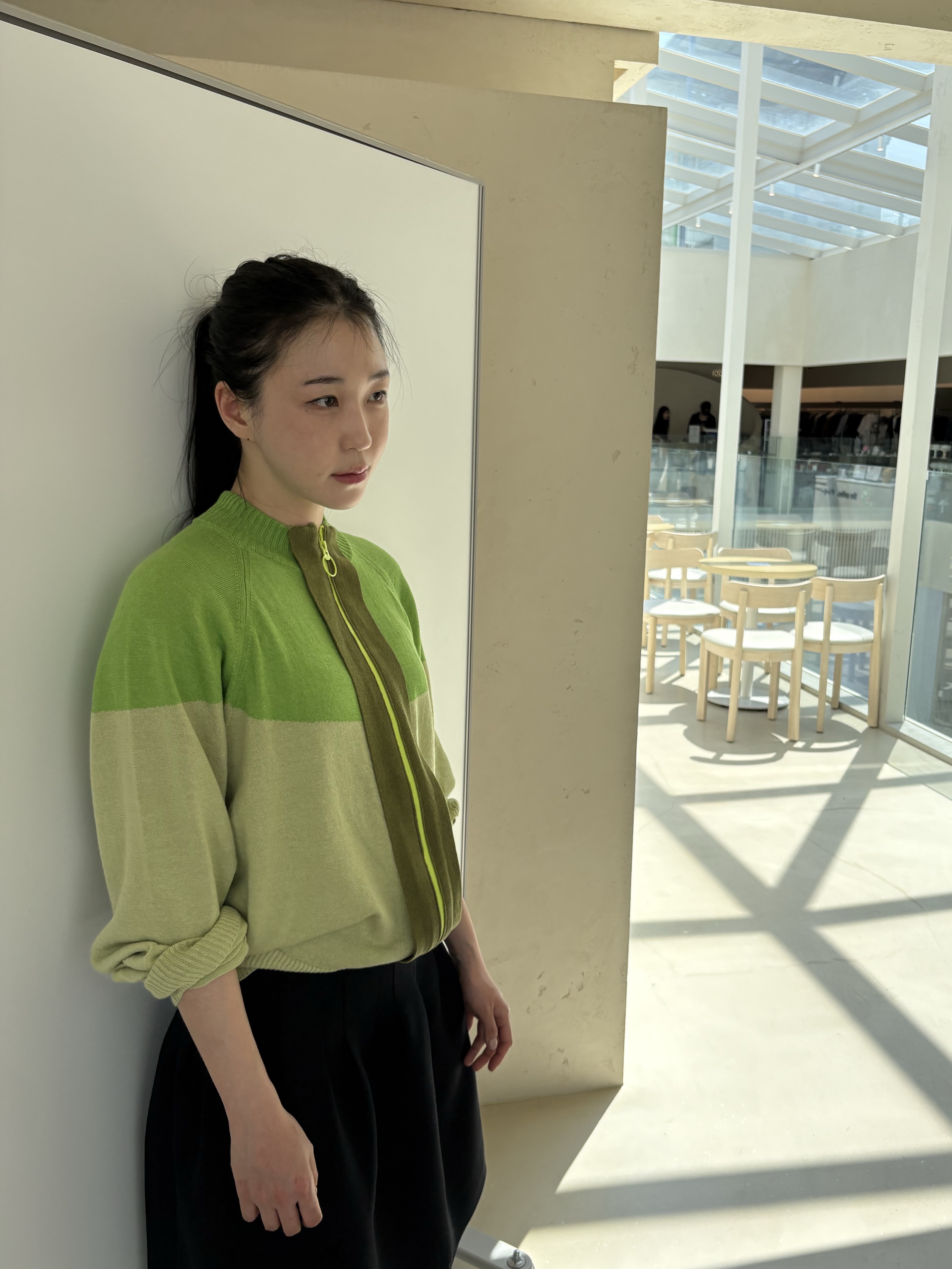 Edward Cuming Half Moon Racer Zip-Up Green - 26SS 착용 스타일 - 1