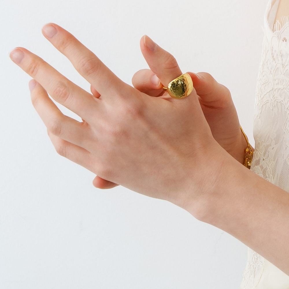 러브미몬스터 볼드 범프 반지 골드(lovememonster Bold Bump Ring GOLD) - 3