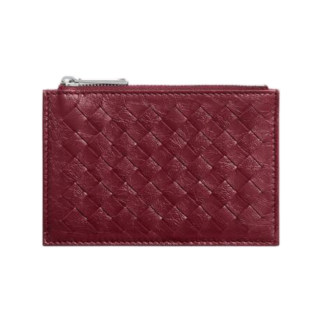 876808V6U306546 Bottega Veneta Woven Mycelium Zipped Card Case Lava Red