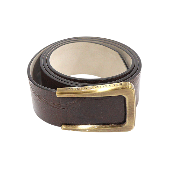ITE69GMRDJJS Brunello Cucinelli Brown Calfskin Brushed Buckle Women Belt