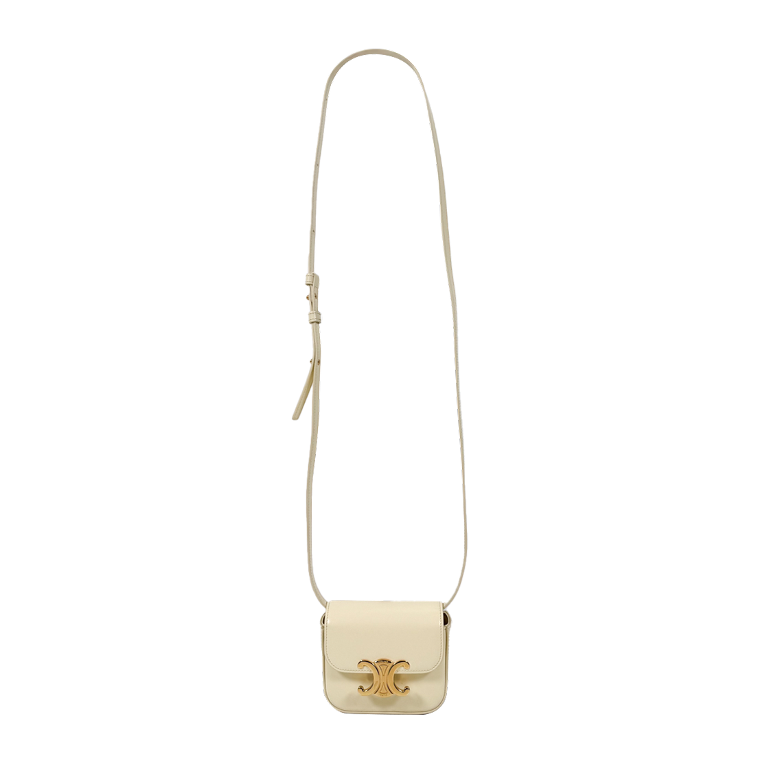 ITNOQKBLJE8I Celine Claude Shiny Triomphe Mini Crossbody Bag Yellow 101513DPV