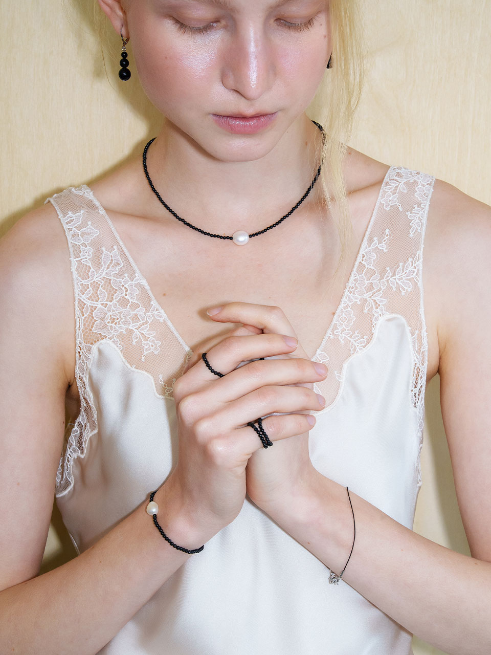 러브미몬스터 [3세트] 타이니 원석 반지 블랙(lovememonster [3 SET] Tini Gems Rings BLACK) - 3