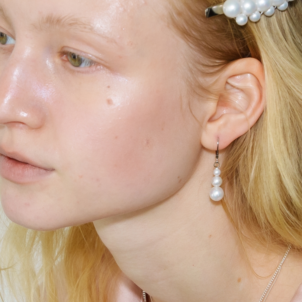 러브미몬스터 3 원석 후크 귀걸이 화이트(lovememonster 3 Gems Hook Earrings WHITE) - 3