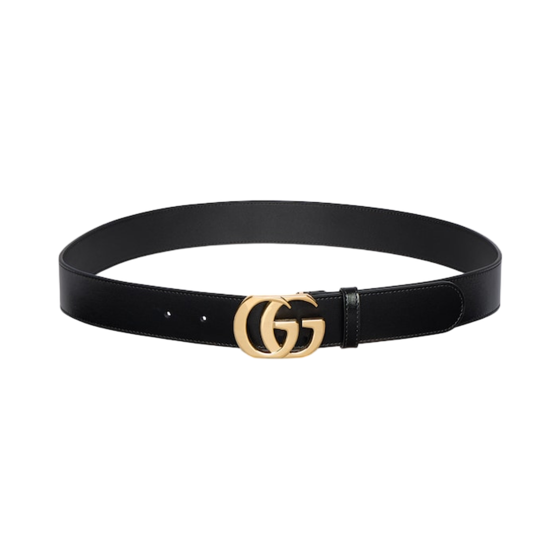 874724-AAGY0-1000 Gucci Cut-Out GG Marmont Thin Belt Black