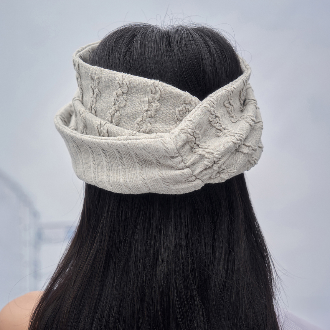 솜속 리나 자가드 밴드 비니 멜란지 그레이(SOMSOC Lina Jacquard Band Beanie Melange Grey) - 3