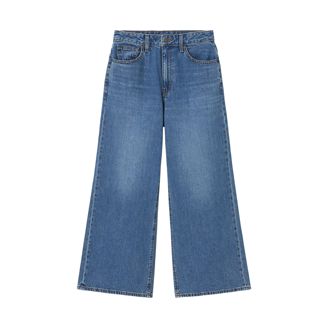 359980-65 (W) GU Baggy Flare Jeans +EC Short Blue