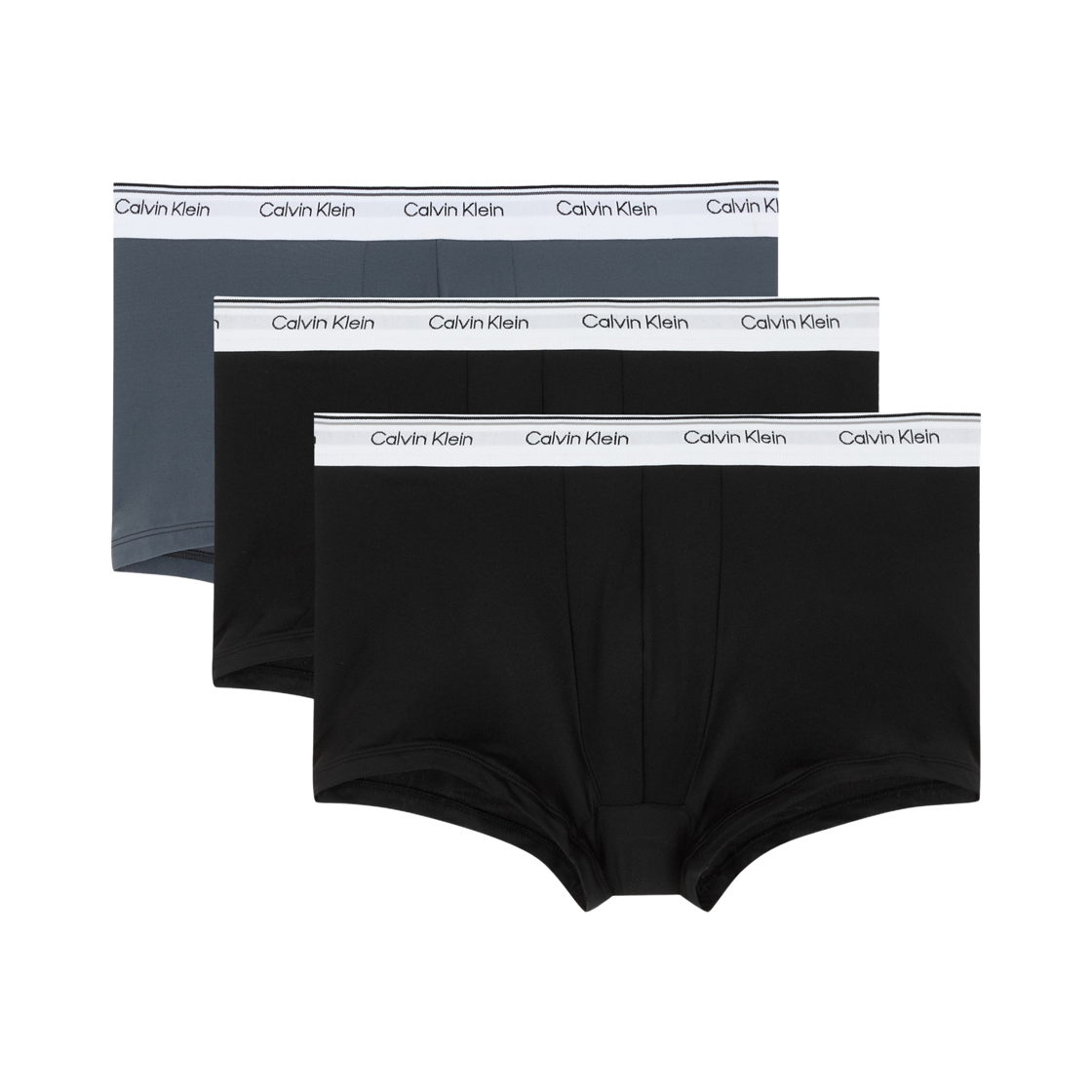 NP2824O5RN Calvin Klein Microfiber Stretch Balance 3-pack Low Rise Trunks Black Charcoal