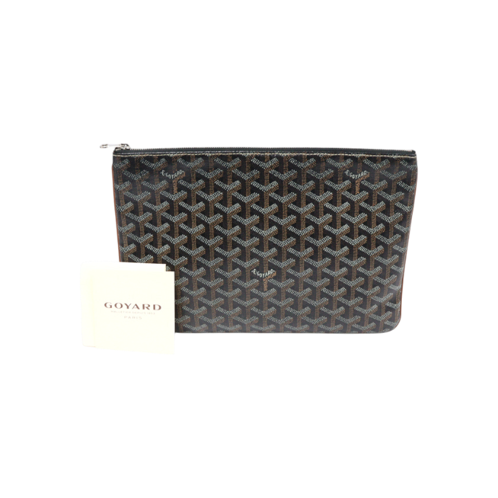 ITGMN6C6N9AG Goyard APMSENAT2-MM Black Tanned Goyardine Canvas Sena MM Clutch
