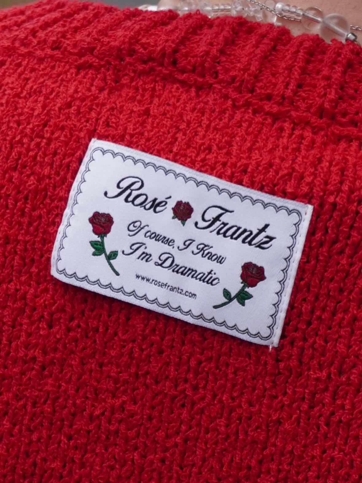 Rosefrantz Pocket short sleeve knit cardigan [Red], Rosefrantz Dot Heart Cotton T-Shirt [Ivory] 착용 스타일 - 8