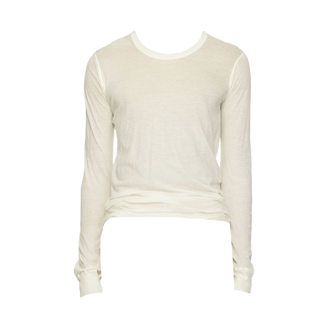 릭 오웬스 언스테이블 코튼 템플 베이직 롱슬리브 티셔츠 밀크(Rick Owens Temple Basic Long Sleeve T-Shirt in Unstable Cotton Milk)