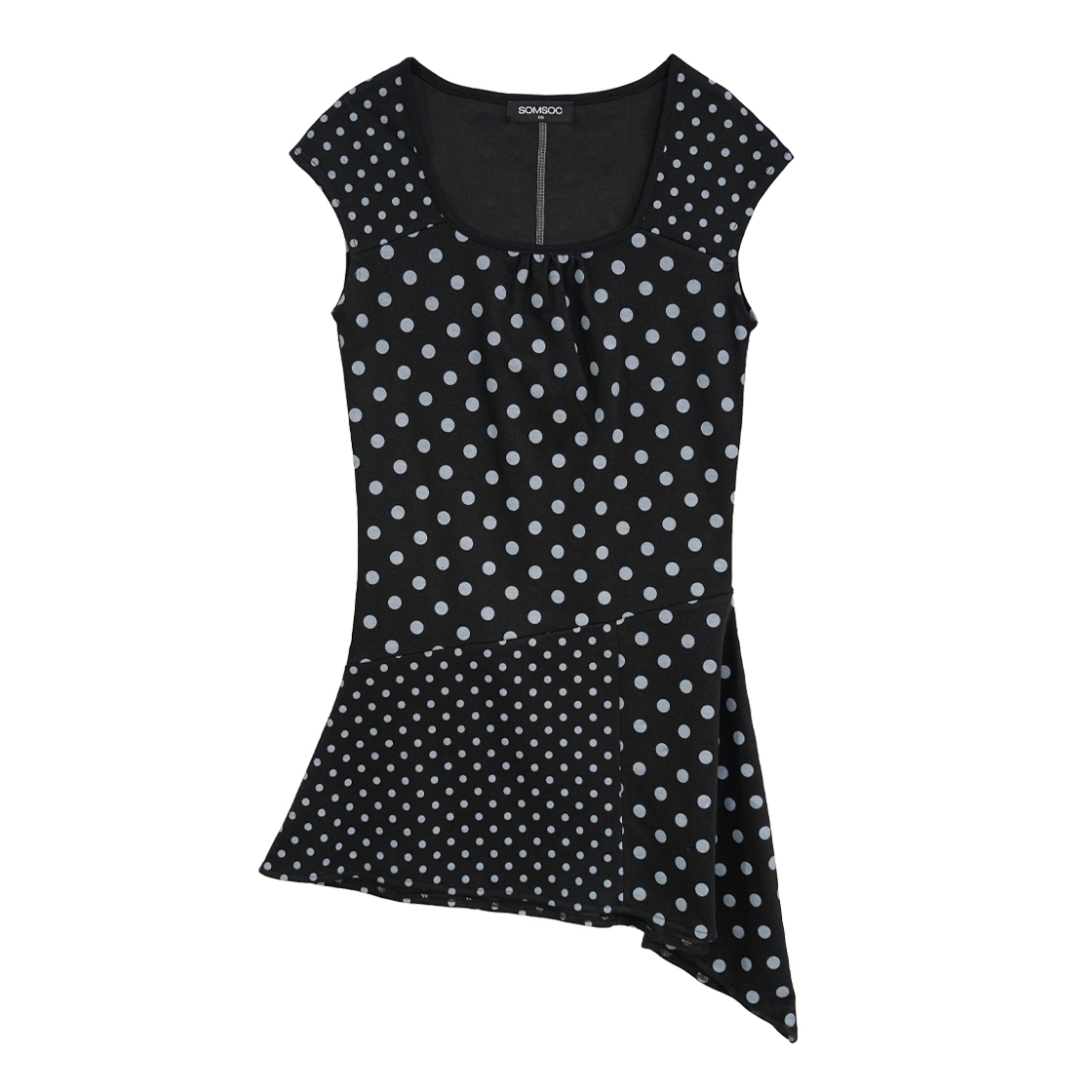 솜속 쿠키 콘트라스트 셔링 드레스 도트(SOMSOC Cookie Contrast Shirring Dress Dot)